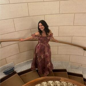 Lulu's Mauve Floral Midi Dress